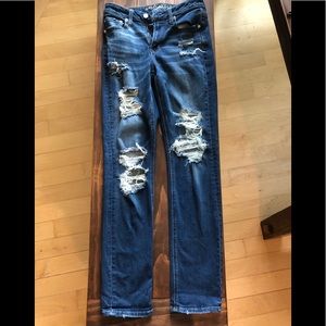AMERICAN EAGLE Deconstructed Stretch X  jeans sz 4